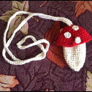 Crocheted small mushroom cross body